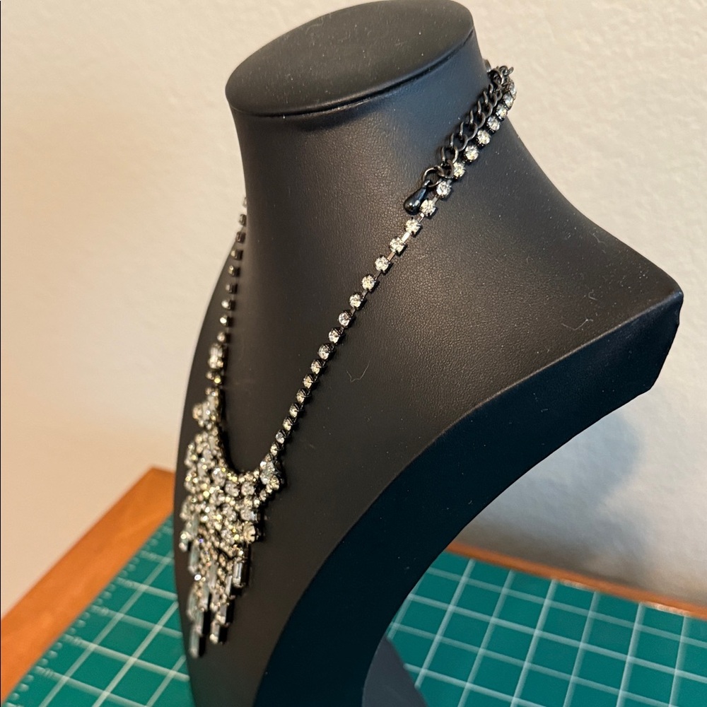 Epic Black Silvertone Rhinestone Statement Round … - image 6